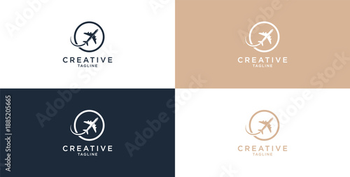 Vector airplane circle maneuver logo icon design template