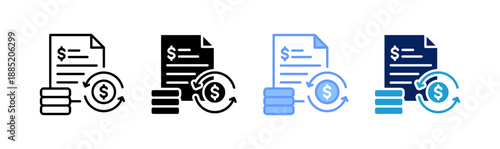 financial cycle icon set multiple style collection