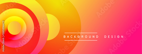 Abstract gradient circles create dynamic visual effect. Warm colors blend smoothly, forming modern background design.