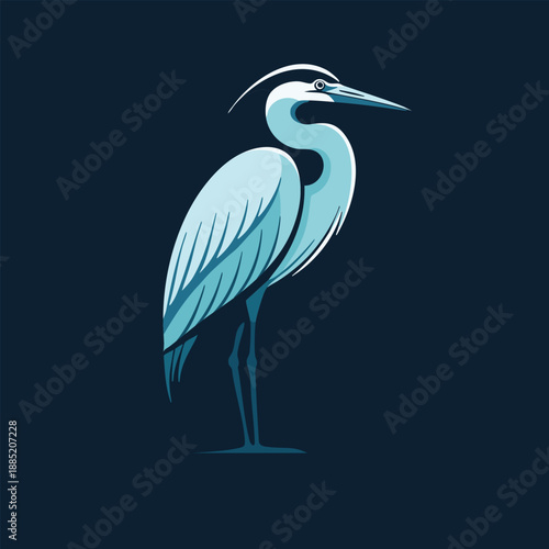 Standing Heron Bird Illustration