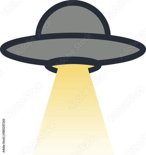 UFO With Spotlight Beam Illustration
