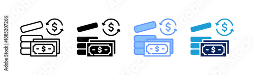 cash flow icon set multiple style collection