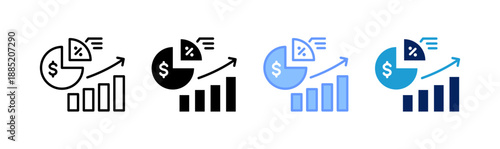 profit margin icon set multiple style collection