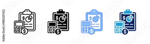 budgeting icon set multiple style collection