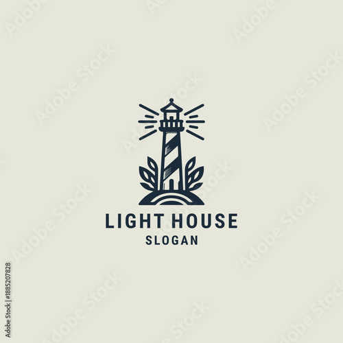 Light house logo vector icon illustration style