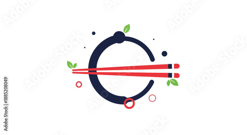 Abstract culinary iconography with chopsticks