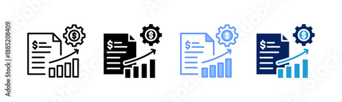 financial management icon set multiple style collection