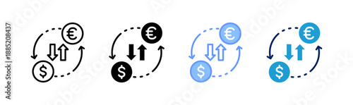 money exchange icon set multiple style collection
