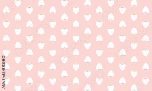 いちごのシルエットマークが並ぶ北欧風のピンクの壁紙