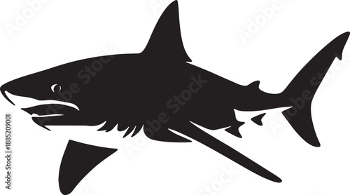 Aggressive Shark Silhouette Logo EPS Vector – Black and White Predator Fish Design