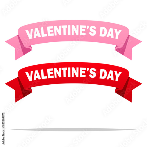 Valentine day ribbon banner greeting vector isolated illustration