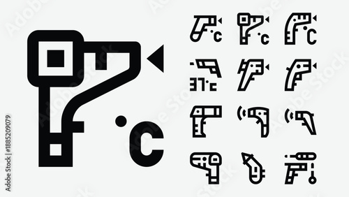 Non-contact infrared thermometers icons set