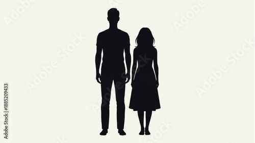 Silhouette of a tall man and a shorter woman standing side by side.