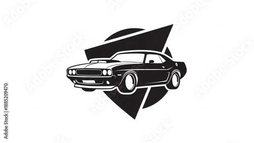 Vintage Muscle Car Silhouette Graphic Design.
