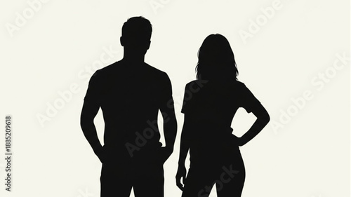 Silhouette of a man and woman standing together.