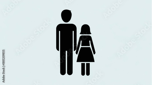 Father and daughter simple silhouette icon.