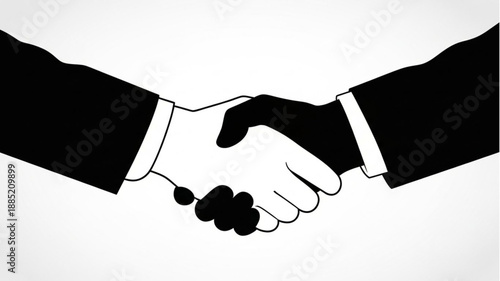 Two business people shaking hands in agreement.