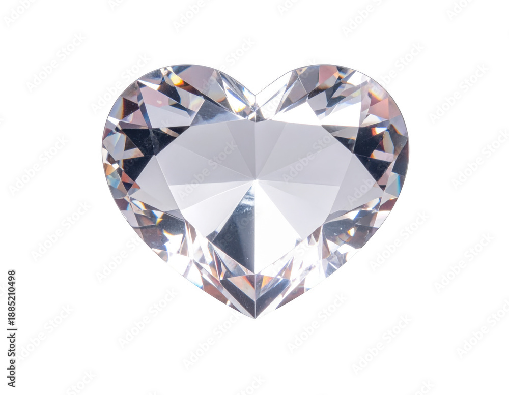 Fototapeta premium Crystal heart light reflection, isolated on white background.