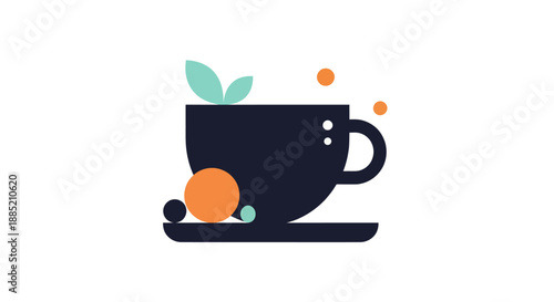 Abstract cup illustration with leaves