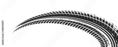 Grunge tire track, wheel braking marks. Truck, car or motorcycle tread pattern silhouette.background modern ilustrasion.