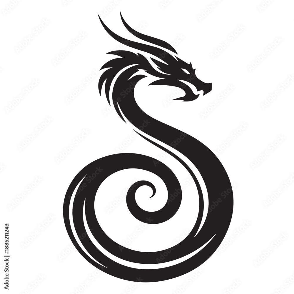 Obraz premium Dragon silhouette vector