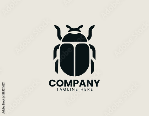 Beetle Stinging Bug Black Vector Logo Illustration