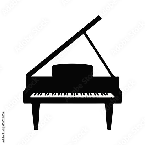 Grand Piano Silhouette Icon Musical Instrument Vector Design Element