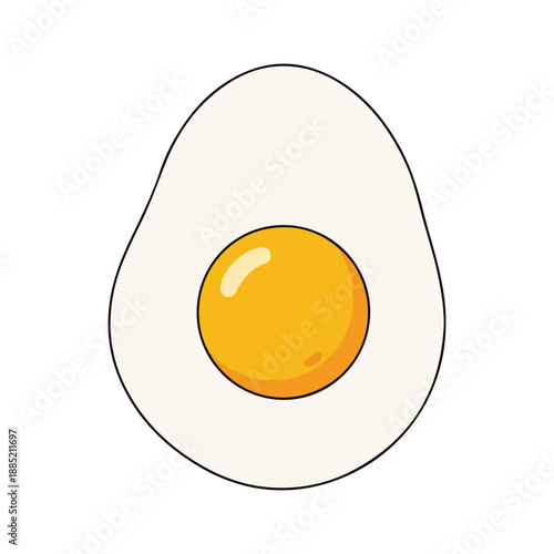 Sunny Side Up Fried Egg Vector Illustration Simple Doodle Style