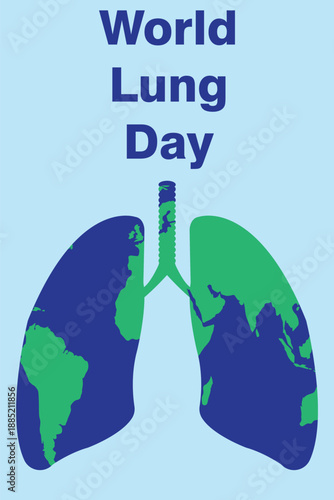 World Lung Day illustration with Earth-shaped lungs promoting global respiratory health awareness. eps 10