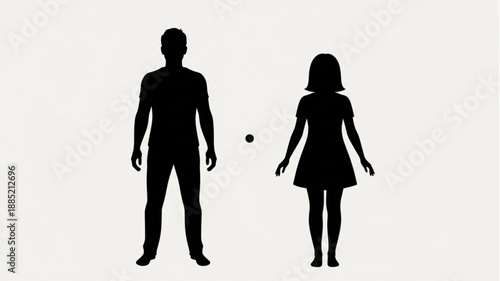 Man and Woman Silhouettes Facing Each Other.
