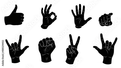Collection of Hand Gestures Silhouettes.