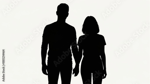 Couple Holding Hands Silhouette.
