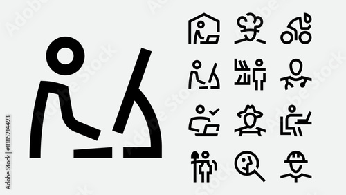 Professions and jobs icons set