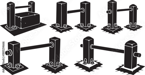 Illustration of various bollard designs and configurations shown