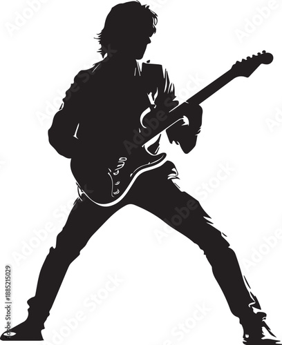 Rock Guitarist Silhouette Vector Illustration Isolated on White Background