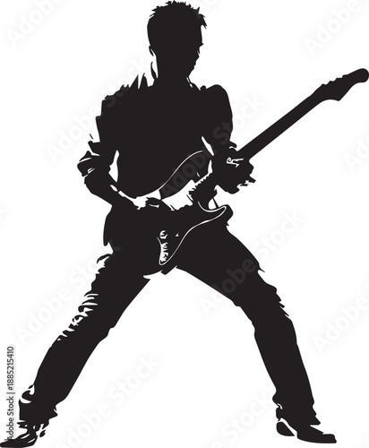 Rock Guitarist Silhouette Vector Illustration Isolated on White Background