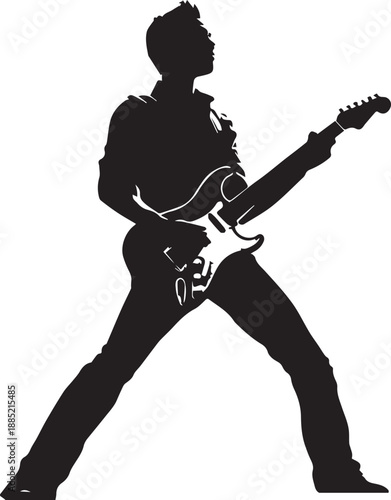 Rock Guitarist Silhouette Vector Illustration Isolated on White Background