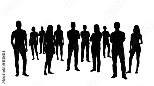Diverse Group of People Silhouettes Standing Together.
