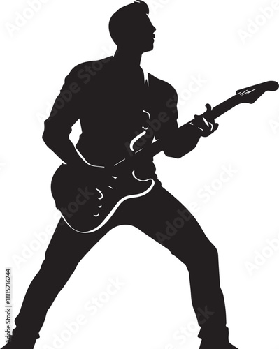 Rock Guitarist Silhouette Vector Illustration Isolated on White Background