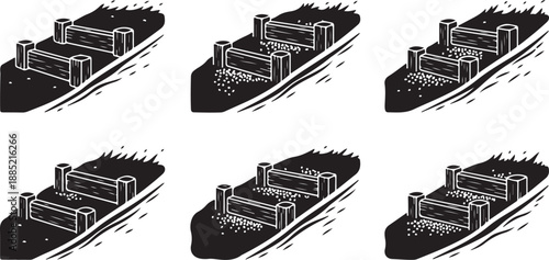 Black and white illustration of castle on a cliff