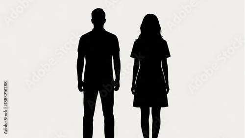 Silhouette of a man and woman standing side by side.