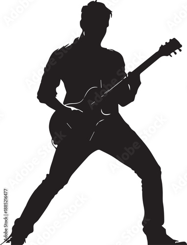 Rock Guitarist Silhouette Vector Illustration Isolated on White Background