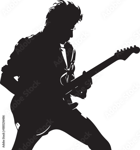 Rock Guitarist Silhouette Vector Illustration Isolated on White Background