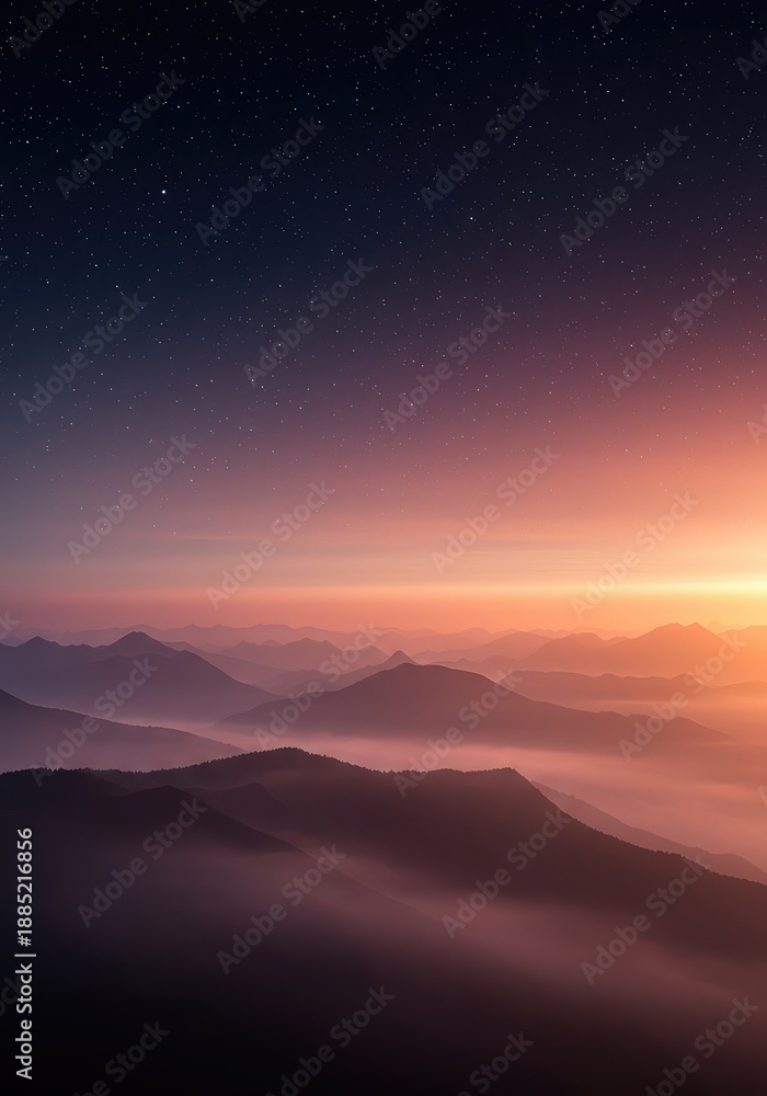Obraz premium Abstract cosmic landscape featuring gentle flowing light, soft focus, mist, and deep atmospheric colors ideal for a spiritual background ,gradient ,vapor ,glowing