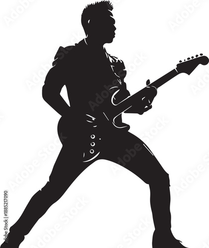Rock Guitarist Silhouette Vector Illustration Isolated on White Background