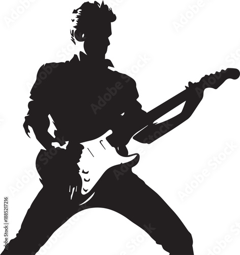 Rock Guitarist Silhouette Vector Illustration Isolated on White Background