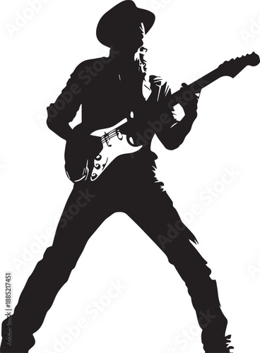 Rock Guitarist Silhouette Vector Illustration Isolated on White Background