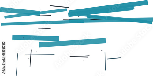 Teal and navy abstract geometric shapes with dark dots