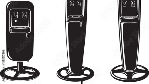 Illustration of black parking meter with multiple views shown