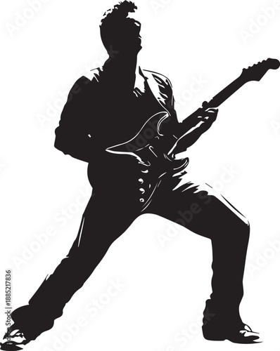 Rock Guitarist Silhouette Vector Illustration Isolated on White Background
